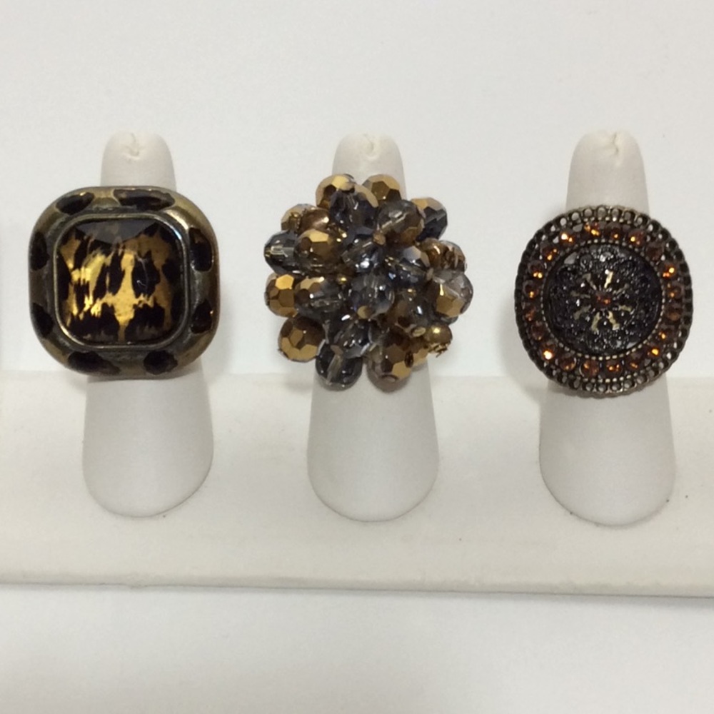 Brown & Gold Ring Trio